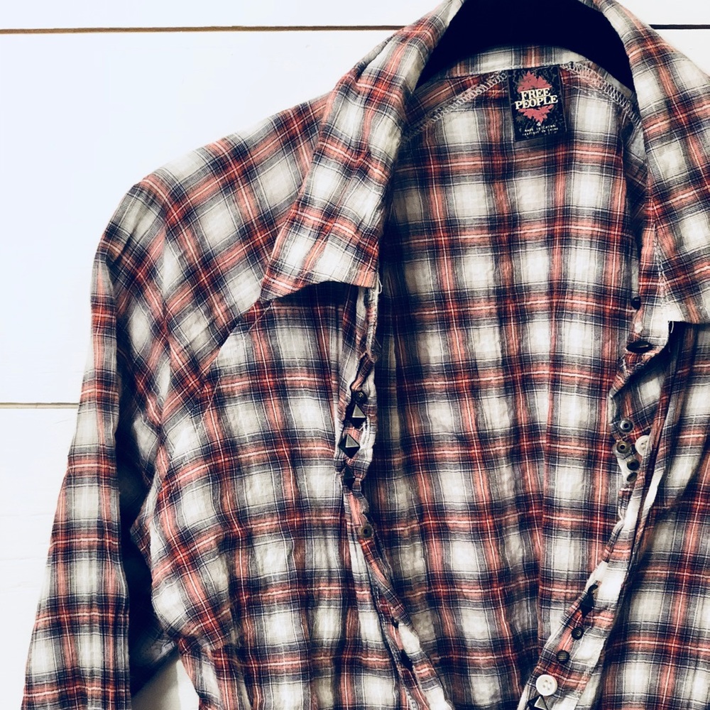 Free People Plaid Button Up